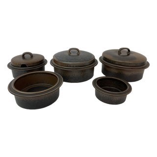 Model Ruska Serving Ware by Ulla Procope for Arabi, Finland, 1970s, Set of 5 For Sale