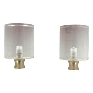 Lucite Acrylic Cylinder Lamp Finials - a Pair For Sale