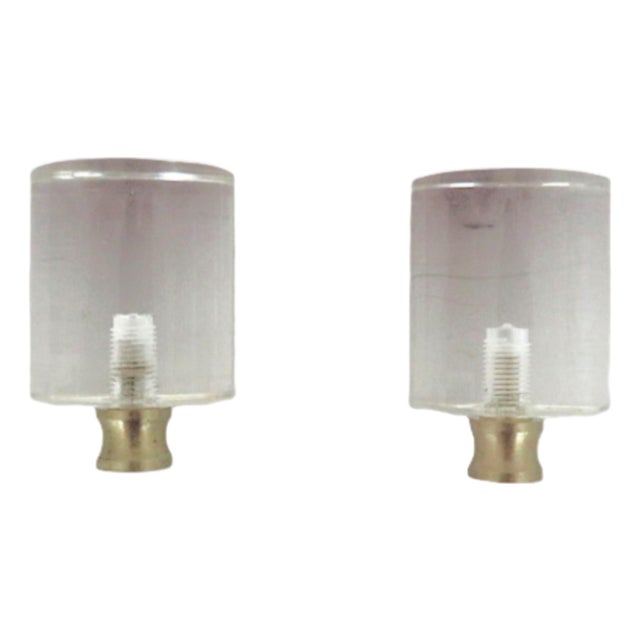 Lucite Acrylic Cylinder Lamp Finials - a Pair For Sale