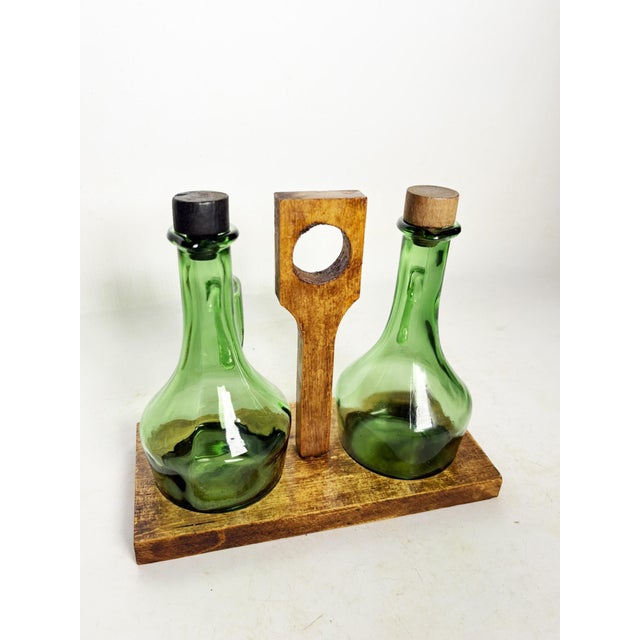 Olive Wood Oil/Vinegar Bottle Holder, France, 1950, Set of 3 For Sale - Image 4 of 14