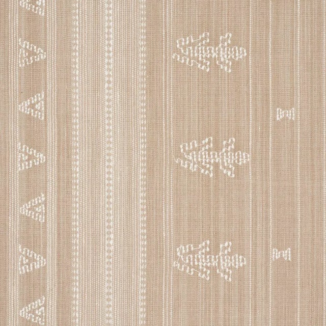 Contemporary SAMPLE - Schumacher Nima Embroidered Cotton Linen Fabric In Tan For Sale - Image 3 of 3