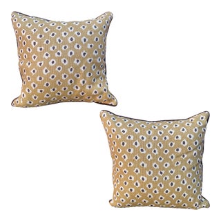 Contemporary Quadrille "Moroc" Basketweave Linen Pillows- a Pair For Sale