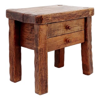 Mid-Century Rustic Wood Nightstand For Sale