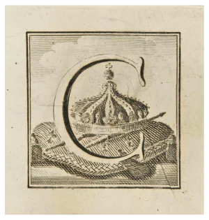 Luigi Vanvitelli, Letter of the Alphabet C, Etching, 18th Century