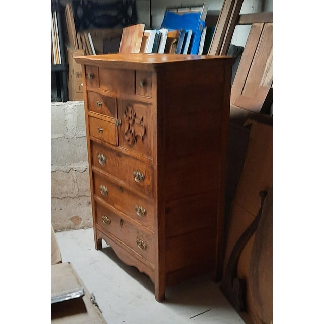 19th Century Vintage Oak Ladies Oak Bonnet Chest of Drawers For Sale - Image 5 of 9