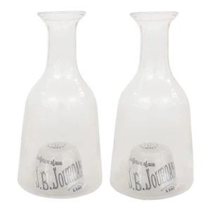 French Bistro Glass Carafes - a Pair