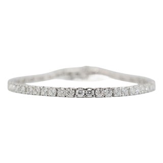 Ladies 14k White Gold Gsi 5.00ct Round Lab Grown Diamond Tennis Bracelet For Sale