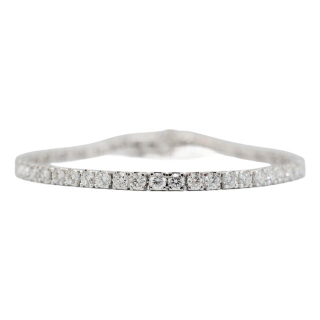 Ladies 14k White Gold Gsi 5.00ct Round Lab Grown Diamond Tennis Bracelet For Sale
