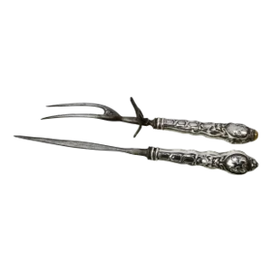 Art Nouveau Steel Carving Set - a Set of 2