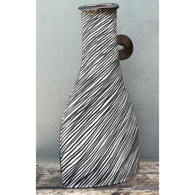 Black Vintage Postmodern Monumental Original Studio Pottery Vase For Sale - Image 8 of 12