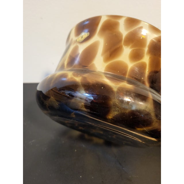 1980s Vintage Italian Tortoiseshell Blown Glass Bowl For Sale - Image 5 of 9