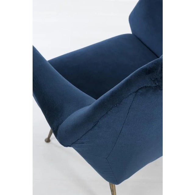 Italian Dark Blue Armchair For Sale - Image 6 of 9