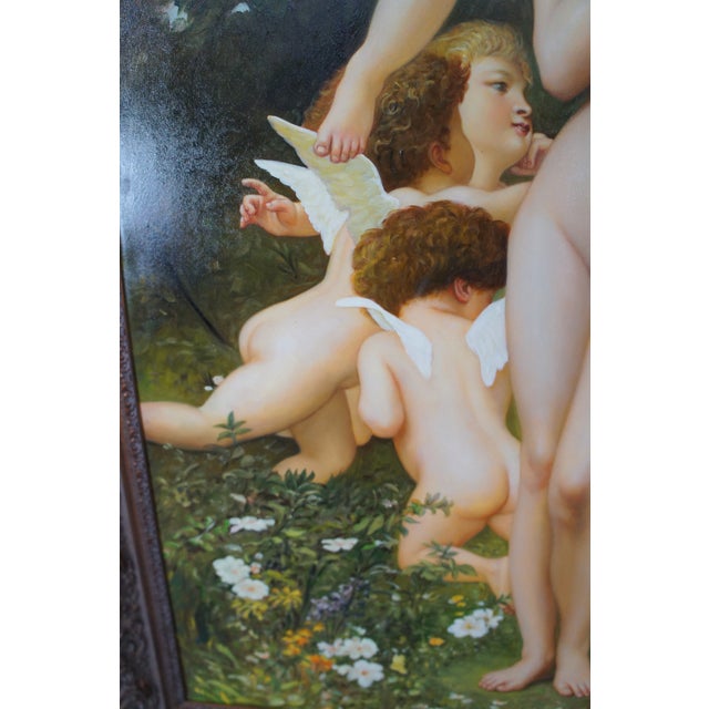 Wood The Return of Spring Neoclassical Nymph Oil Painting After William-Adolphe Bouguereau For Sale - Image 7 of 12