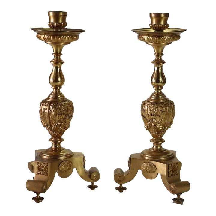 Bleached Francis 7インチシングル Pair of Antique French Brass & Fire Gilt Bronze Figural