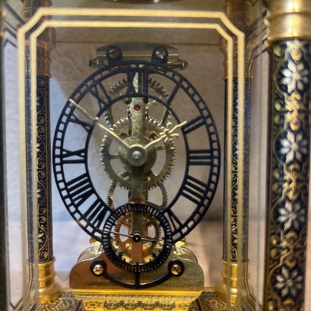Vintage German Damascene Skeleton Clock For Sale In Los Angeles - Image 6 of 6