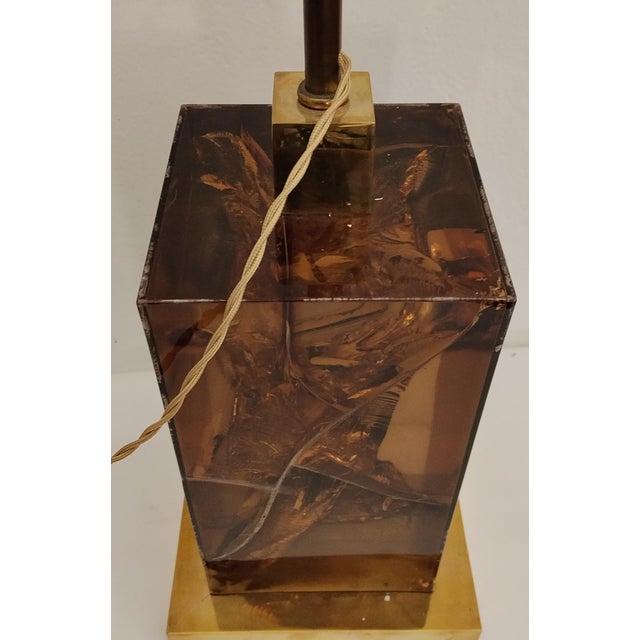 Large Table Lamp in Fractal Resin and Brass, Italy, 1970s For Sale - Image 12 of 18