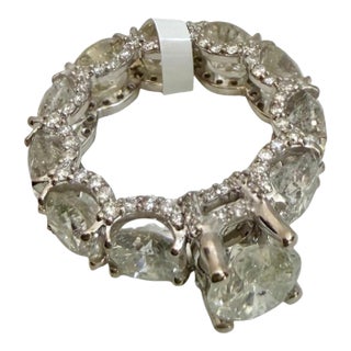 1 Carat Center & Ten 30 Pointer Diamond Band 14 Karat White Gold Engagement Ring For Sale