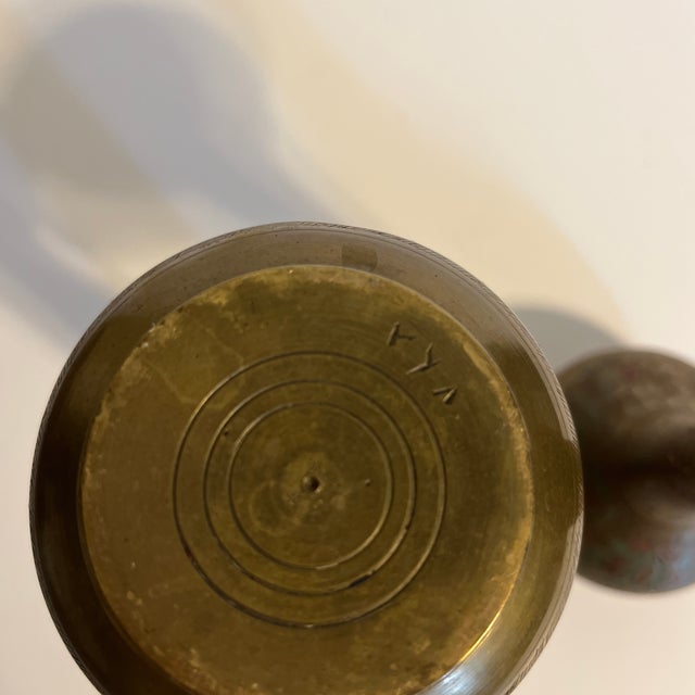 Bronze Mid 20th Century Reticulated Footed Bowl and Two Vases, Made in India- 3 Pieces For Sale - Image 8 of 12
