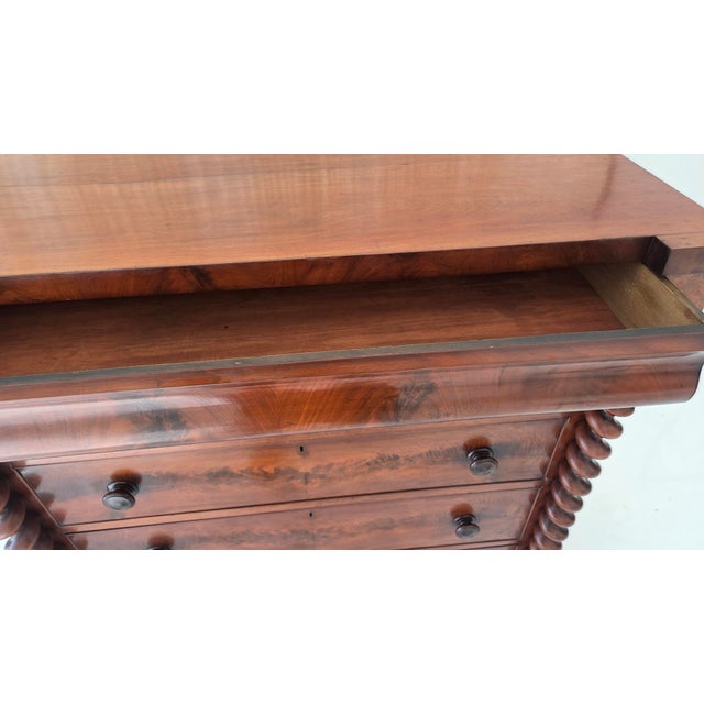 Chestnut Antique Victorian Mahogany Chest of Drawers (Scotch Chest) Likely From 1850-1870s With Barley Twist Columns For Sale - Image 8 of 18