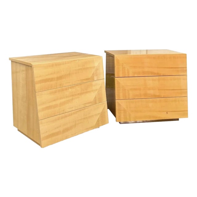 Italian Mid Century Modern Pair of Nightstands With Oblique Tapered Façade | Giorgio Collection Italy For Sale