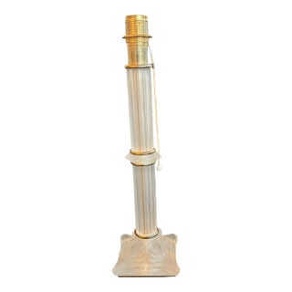Rare Vintage 1970's Lalique France Frosted Crystal Olympia Table Lamp For Sale