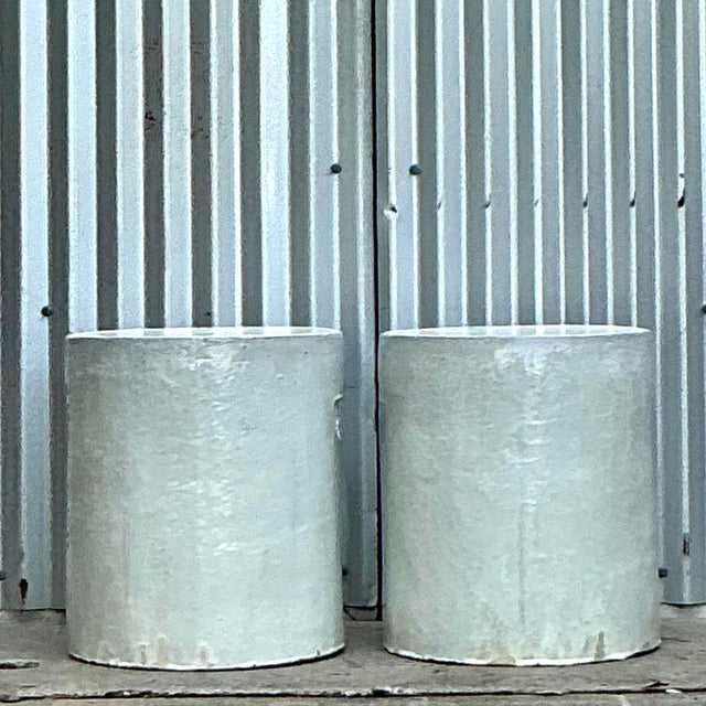 Vintage Boho Glazed Ceramic Low Stools - a Pair For Sale In West Palm - Image 6 of 10