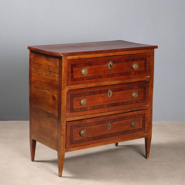 Small Neoclassical Chest of Drawers in Cherrywood For Sale - Image 11 of 11