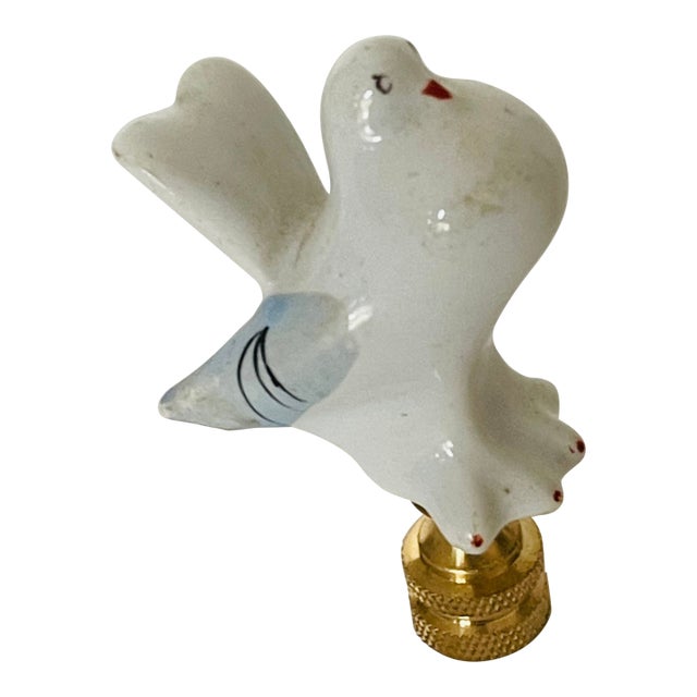 1960s White Dove Porcelain Figurine Lamp Finial For Sale