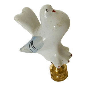 1960s White Dove Porcelain Figurine Lamp Finial