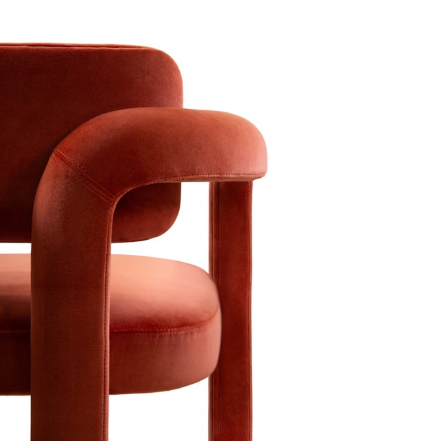 Red Double Arch Dining Chairs in Crimson Red Cotton Velvet from Insidherland, Set of 10 For Sale - Image 8 of 16