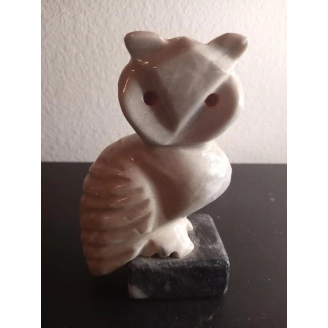1980s Hand Carved Solid Marble Owl Sculpture For Sale In Dallas - Image 6 of 7