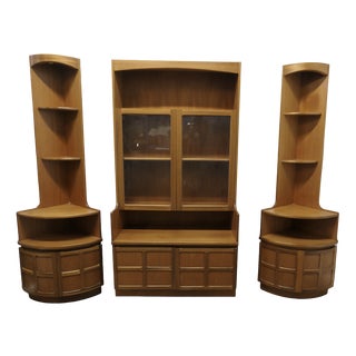 Teak Wall Unit by Nathan Furniture with 2 Corner & 1 Main Unit, 1980s, Set of 3 For Sale