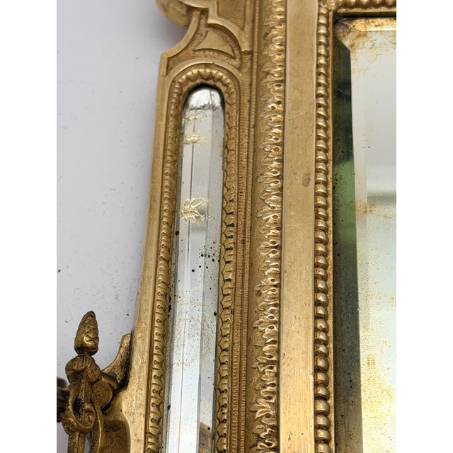 Antique French Renaissance Revival Cast Brass Girandole Sconce Mirrors - A Pair For Sale - Image 13 of 16