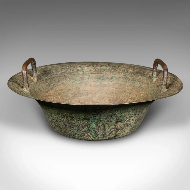Late 19th Century 1900s Victorian Antique Ceremonial Bowl, Chinese, Patinated Brass, Dish, Qing For Sale - Image 5 of 9