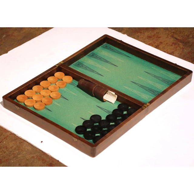 French 19th Century French Walnut and Inlaid Backgammon & Checkers Game Box For Sale - Image 3 of 16