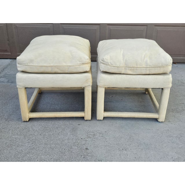 Milo Baughman for Thayer Coggin 1970s Square Pillow Top Ottomans Attributed to Milo Baughman- A Pair For Sale - Image 4 of 11