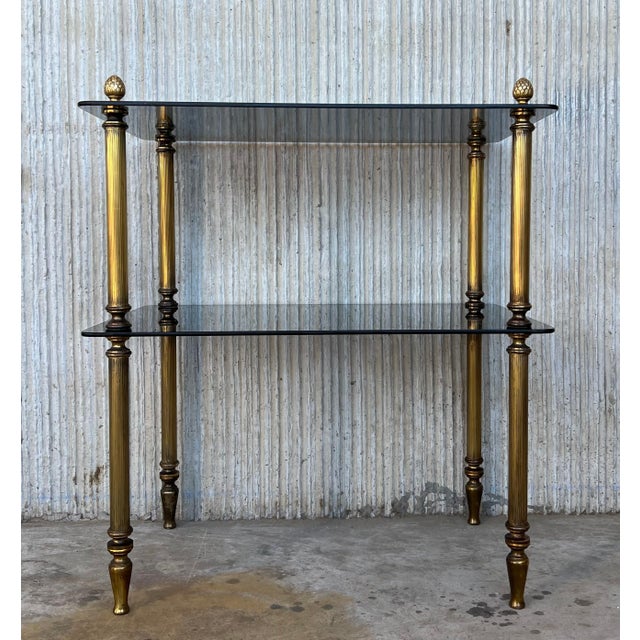 Early 20th Hollywood Regency Bronze Cocktail Table with Smoked Glass For Sale - Image 4 of 18