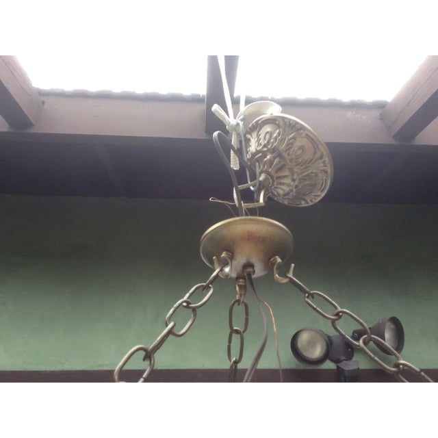 Transitional Vintage Crystal & Silvered Tole Hanging Lantern For Sale - Image 3 of 9