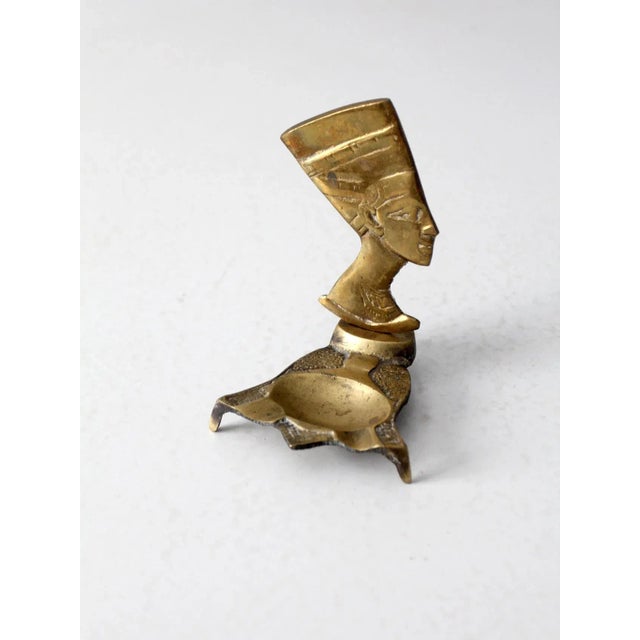 Mid-Century Modern Vintage Brass Nefertiti Ashtray For Sale - Image 3 of 11