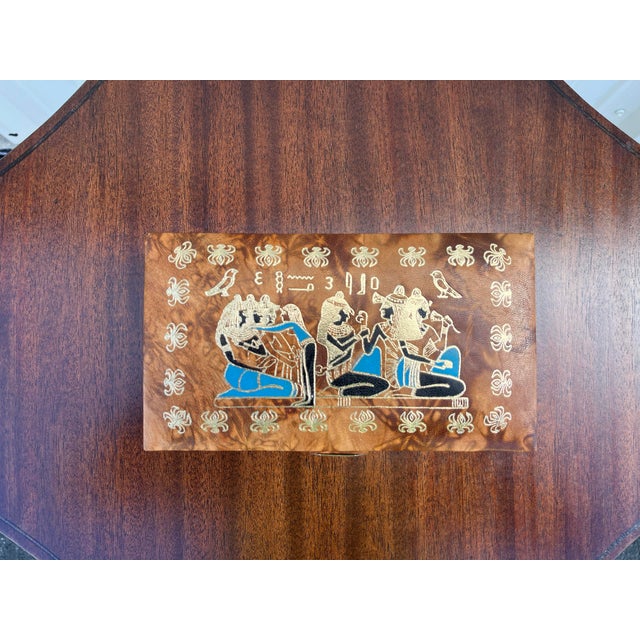 Egyptian Revival Embossed Leather Jewelry Box For Sale - Image 10 of 12