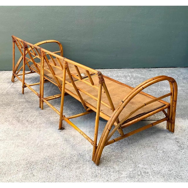 Vintage Heywood Wakefield Rattan Sofa Frame For Sale - Image 11 of 12