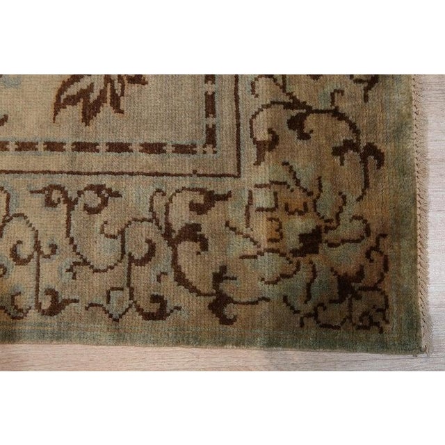 12x12 Green Hand-Knotted Wool Floral Scrollwork Geometric Modern Carpet Rug For Sale - Image 4 of 7
