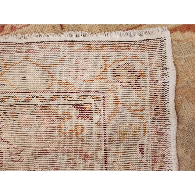 Antique Oushak Runner, Turkish and Oriental Rug, Handmade Beige and Orange Rug For Sale - Image 9 of 18