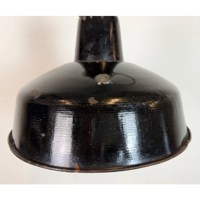 1950s Industrial Black Enamel Factory Lamp with Cast Iron Top from Elektrosvit, 1950s For Sale - Image 5 of 18
