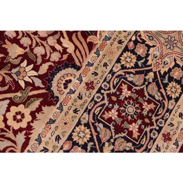 Traditional Shahid Pak-Persian Red/Blue Wool Rug - 8'1'' X 10'2'' For Sale - Image 4 of 9