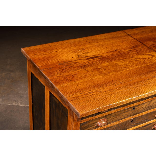 Wood Antique Double Flat File Drafting Table For Sale - Image 7 of 15