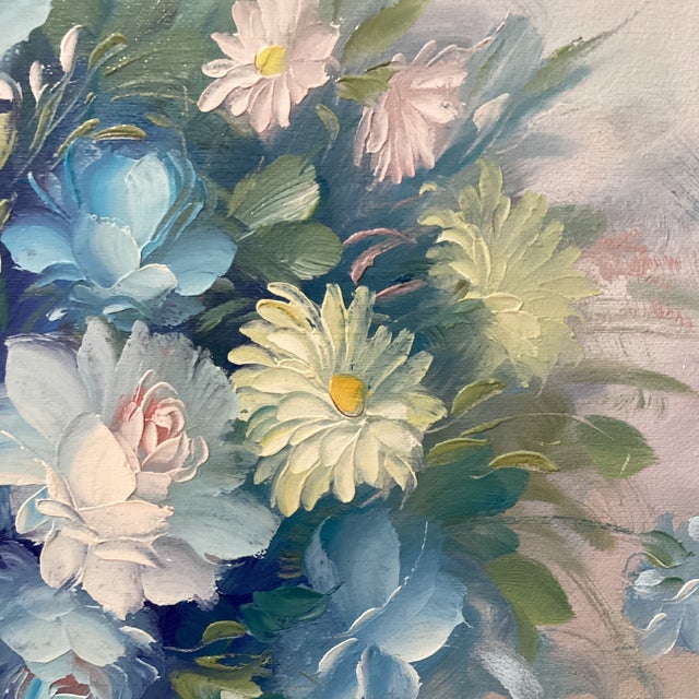 Mid 20th Century Original Still Life Painting on Canvas Richly Arranged Bouquet by Robert Cox(1934-2001) Framed For Sale - Image 10 of 12