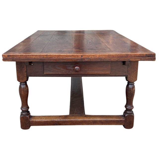 19th Century English Oak Draw-Leaf Coffee Table For Sale - Image 4 of 11