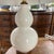 Chinese Ralph Lauren Off White Crackle-Glaze Double-Gourd Lamps, a Pair For Sale - Image 3 of 7
