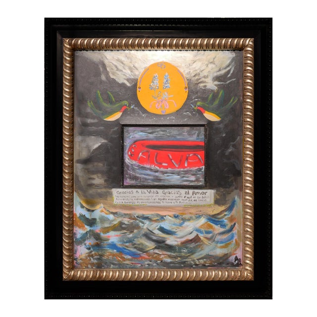 Contemporary Moisés Villafuerte Abstract Contemporary Surrealist Three Dimensional Stormy Sea Landscape w/ Text, 2022 For Sale - Image 3 of 10